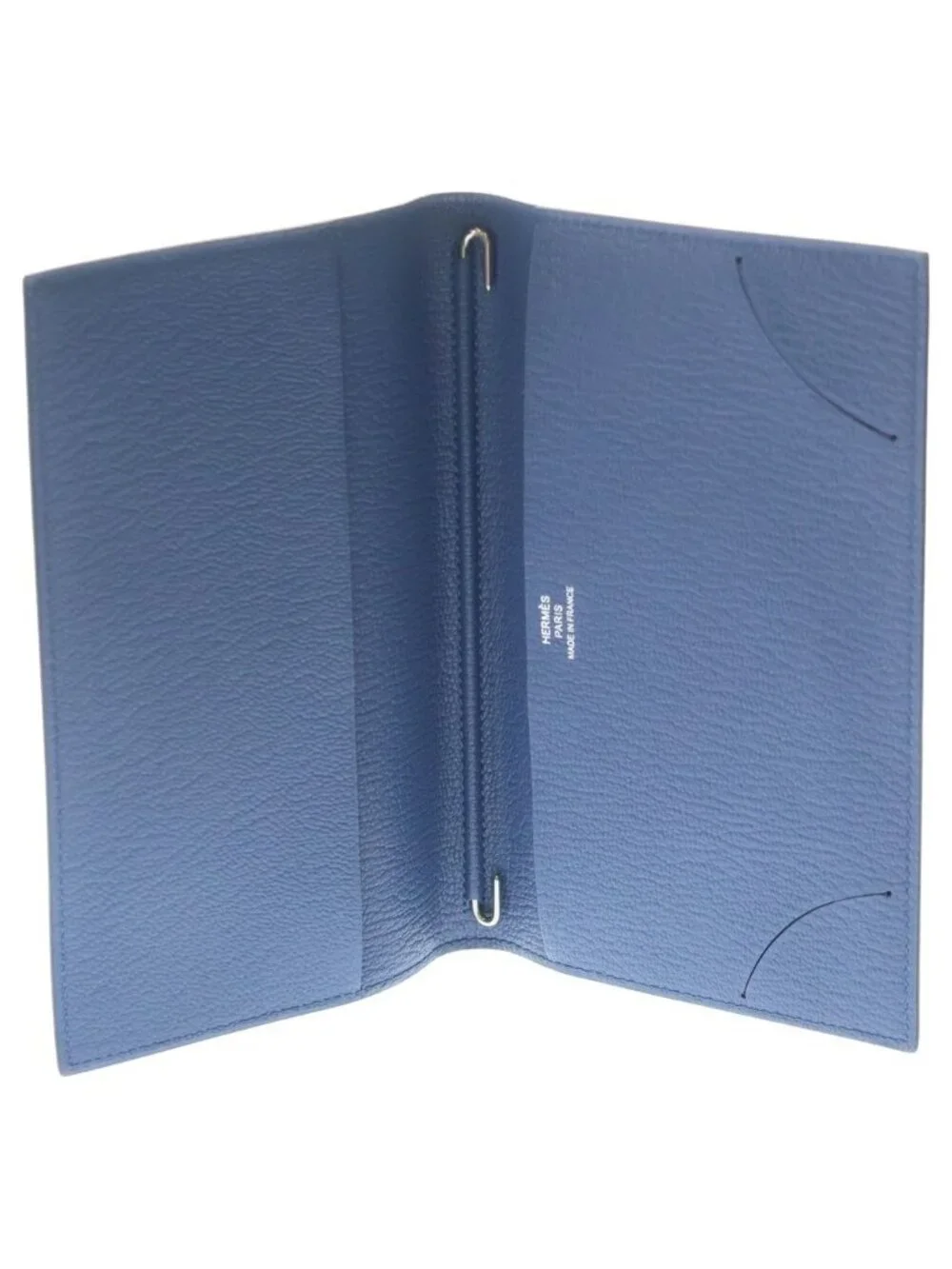 Hermes Agenda Vision 2 Blue Agate Chevre Mysore Leather Notebook Cover Silver